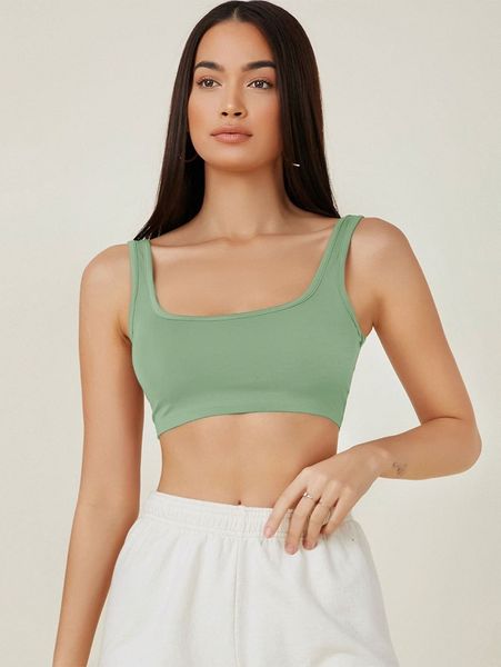 

solid crop tank u26h#, White