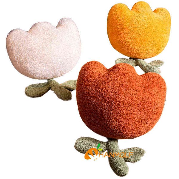 XCm Tulip Cuscino del sedile Riempito Pianta Fiore Peluche Decor Fuzzy Soft Back Support Divano Sedia Letto Bambini Fidanzata Regalo J220704