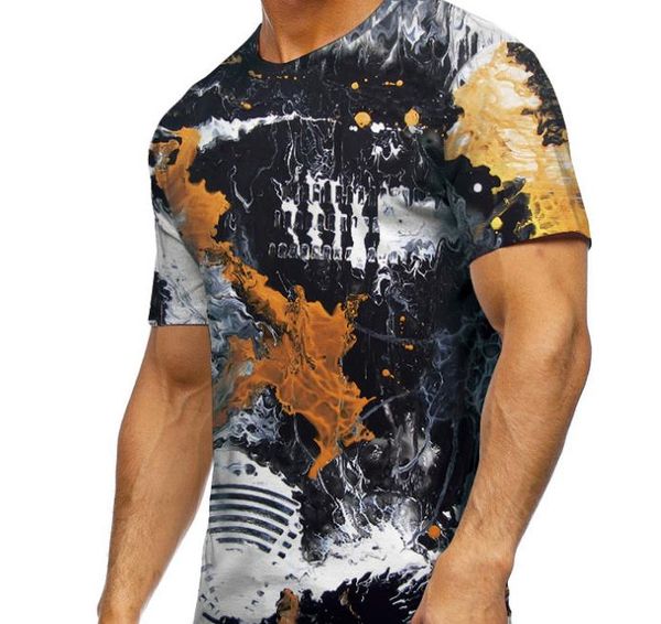 

fashion 3d printing loose men's t-shirts casual plus size summer new, White;black