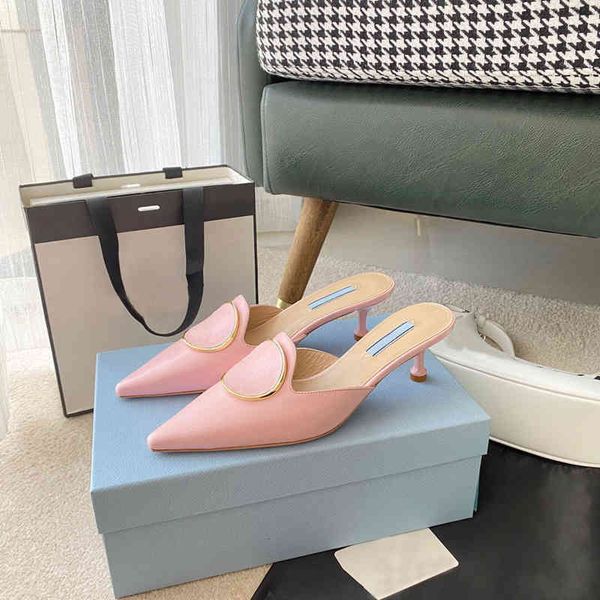 

sandals wear net red half slippers outside. high-heeled women's shoes with pointed thin heels and fashionable baotou sandals in, Black