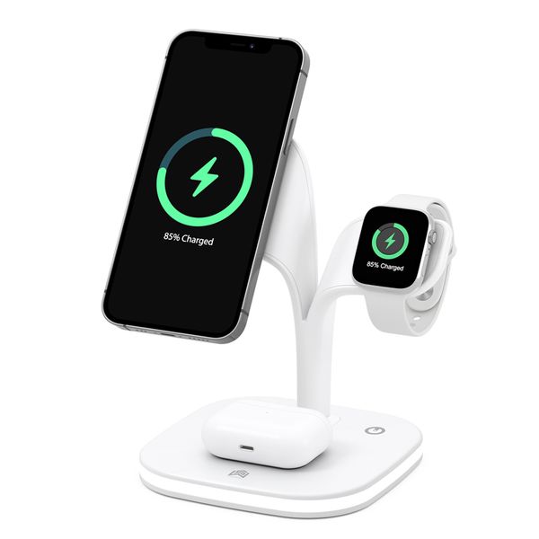 LED-Lampe 3 in 1 Wireless Charger Watch Earbuds Magnetische Ladestation für iPhone 13 Pro Max