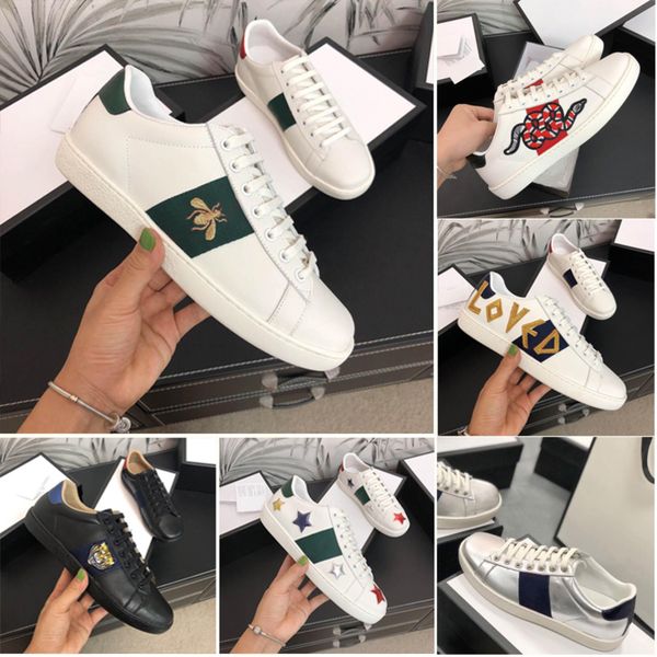 

designer men women ace bee casual shoes flat sneakers italy low python love embroidered stars snakes red green stripes whitestripes shoe wal, Black