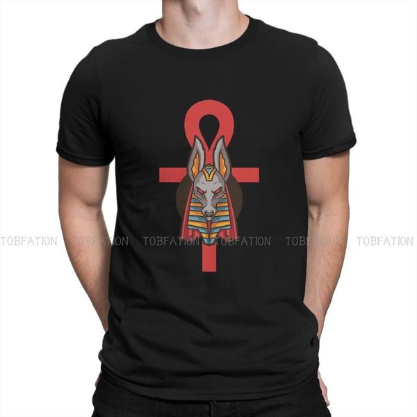 Herren-T-Shirts, ägyptisches altes Ägypten, Kultur, Stoff-T-Shirt, Anubis mit Ankh, klassisches Basic-T-Shirt, Homme, Herren-T-Shirt-Design, großer Verkauf, Herren