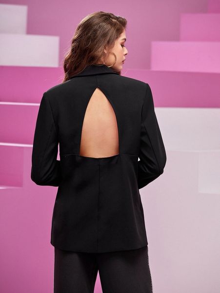 

x ary villa peak collar single breasted backless blazer k864#, White