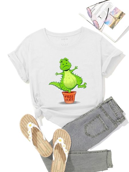 

x tobefonseca letter & dinosaur print tee o8zs#, White