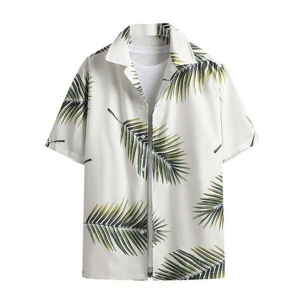

men's casual shirts summer mens blouse hawaiian-shirt fashion short sleeve printing hawaiian turn down collar shirt camisa masculina, White;black