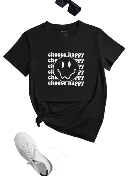 

slogan & cartoon graphic tee u6wo#, White