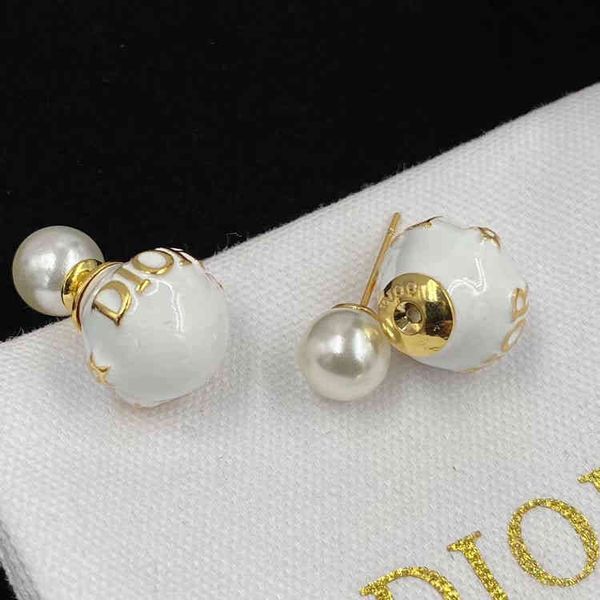 

design jewel ornament charm earring white drop glue round bead pearl earrings trend personalized female earrings, Golden