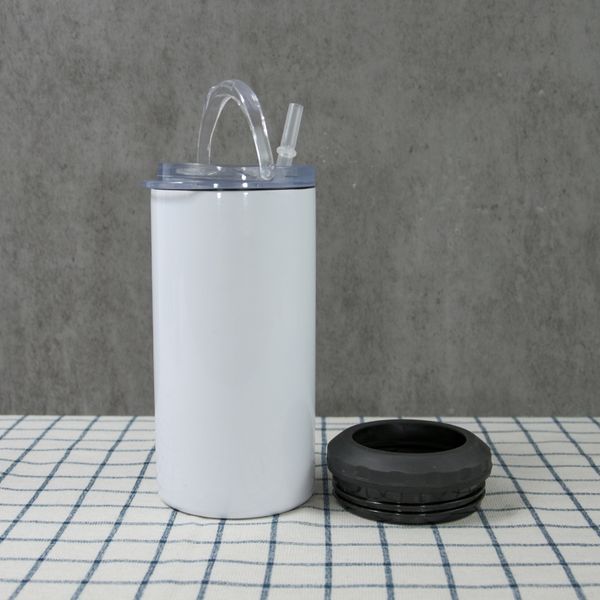 

usa ship sublimation cooler tumblers 12oz standard seamless 15oz slim duo lids 16oz 4 in 1 can cooler beer cola cans cooler white stainless