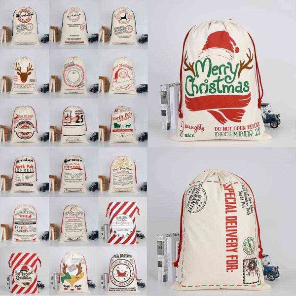 

bags monogrammable xmas gifts drawstring sacks dhl santa christmas with canvas large canvas santa claus bag reindeers shippi cujg