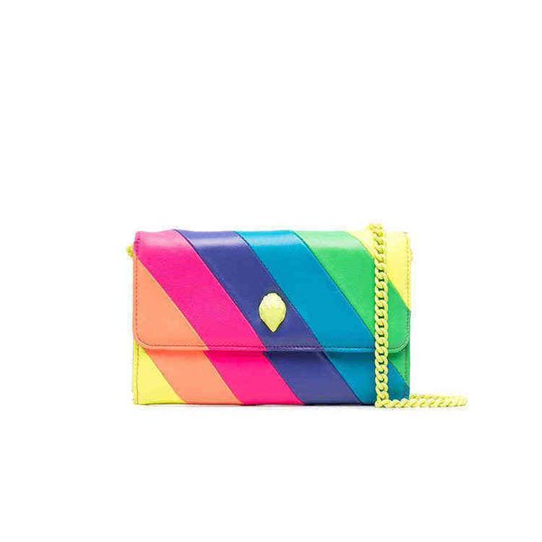 

kurt geig rainbow stripe shoulder bag contrast women's fashion small square bag chain strap messenger bag 220617