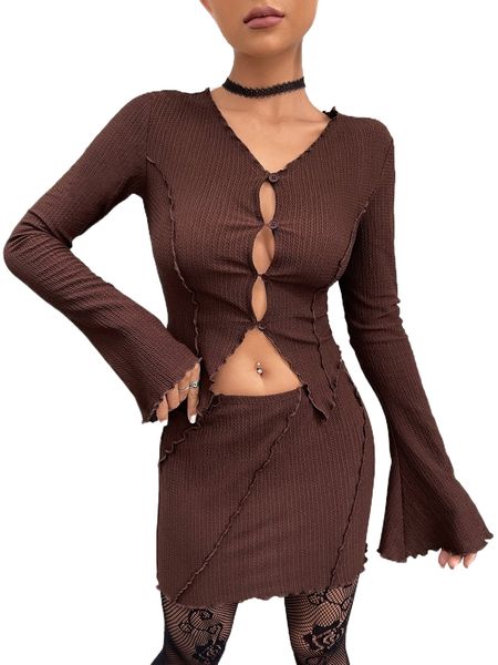 

flounce sleeve lettuce trim & skirt 47ak#, White