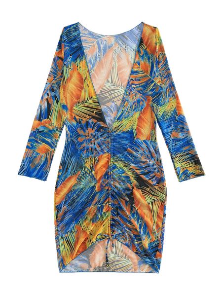 

tropical print drawstring cover up r6iq#, White;black