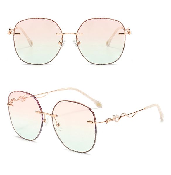 

803 Designer Women Sunglasses High Quality Alloy Full Oval Face Frame UV400 Polarized Finished Product Myopia Fashion Woman Sun Glasses pink