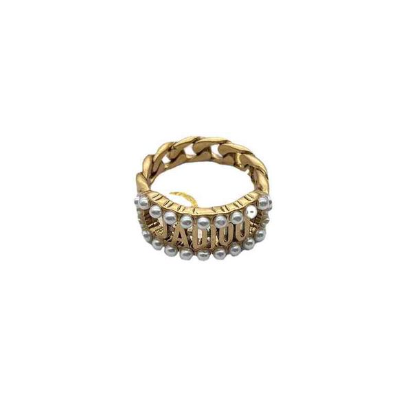 

inlaid pearl rope 925 silver needle minority ring women's