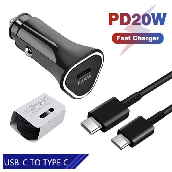 Caricabatteria per auto Carica rapida 3.0 PD Tipo C Cavo Adattatore USB per auto veloce da 20 W per Huawei Xiaomi Samsung S22 A32 Telefono cellulare