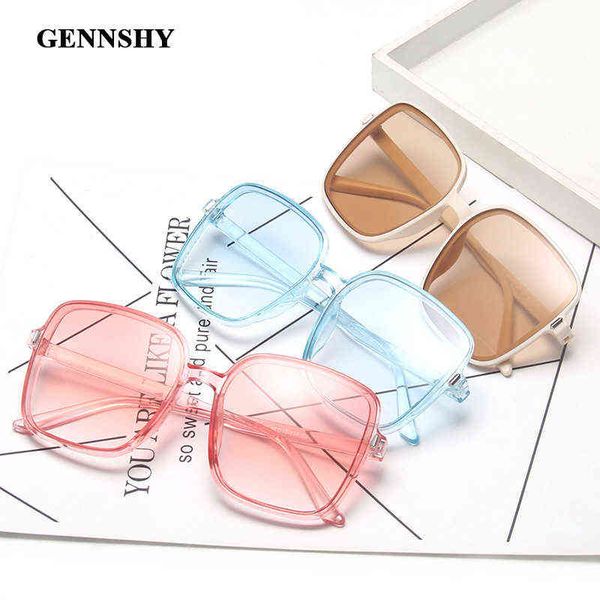 

2022 new korean square sunglasses women men cool fashion eyeglasses big frame brand design eyewear transparent lunette de sole y220410, White;black