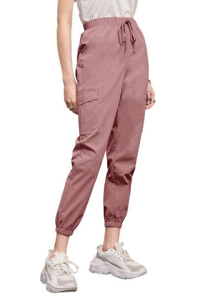 

tie waist flap pocket cropped cargo pants i7fm#, Black;white