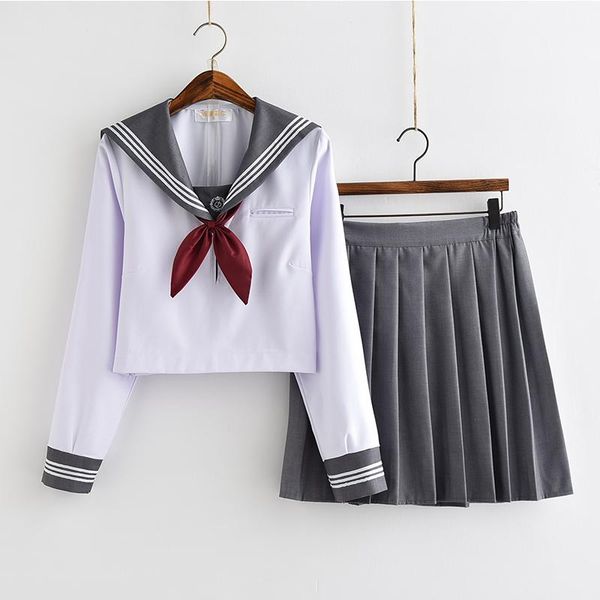 Roupas conjuntos de meninas adolescentes uniformes escolares outono marinheiro japonês uniforme anime costplay figurin shirt size de saia plissada