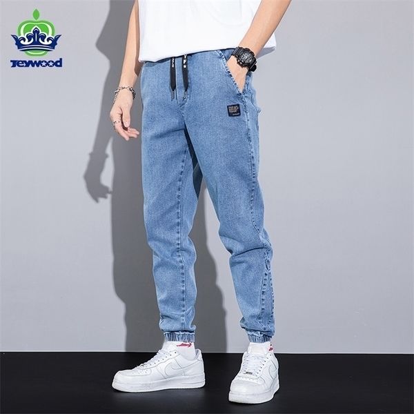 

spring summer blue cargo jeans men streetwear denim jogger pants baggy harem jean trousers male oversize large size4 5 6 7xl 8xl 220328