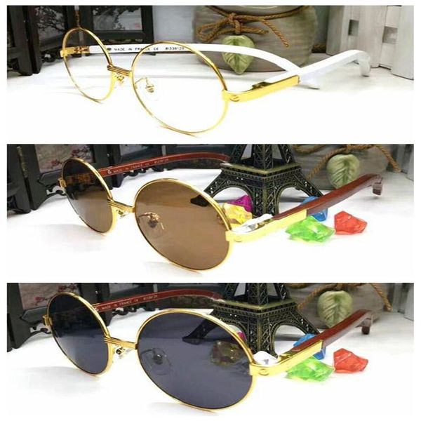 

wood bamboo waving vintage retro sunglasses gold silver metal wooden frame round black brown lens fashion mens buffalo horn glasse321o, White;black