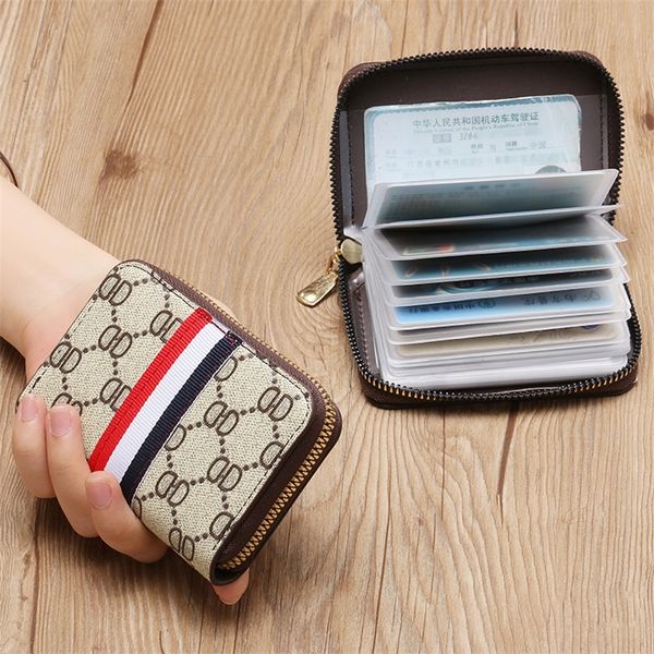 

card women's zipper fashion driver's license cover small zero wallet men's credit folder 60% off outlet store, Brown;gray
