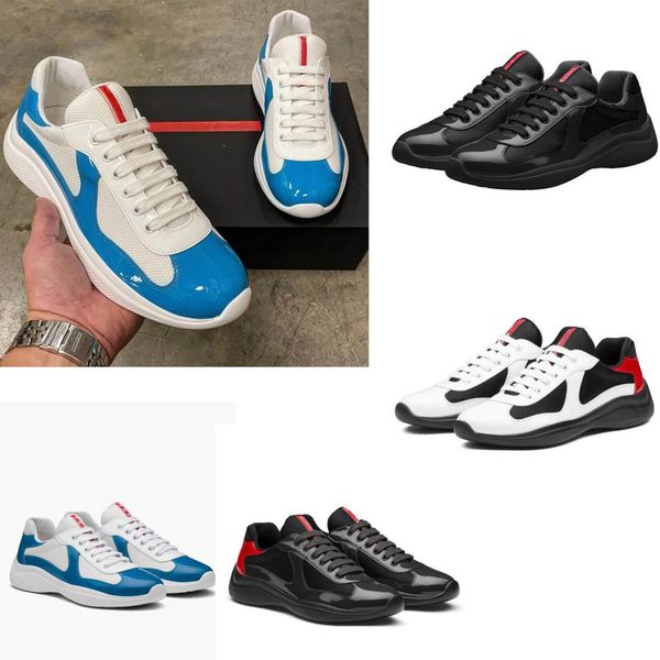 

22s men elegant designer america cup sneakers shoes men's re-nylon rubber lug sole comfort low junior trainers walking party wedding sk, Black