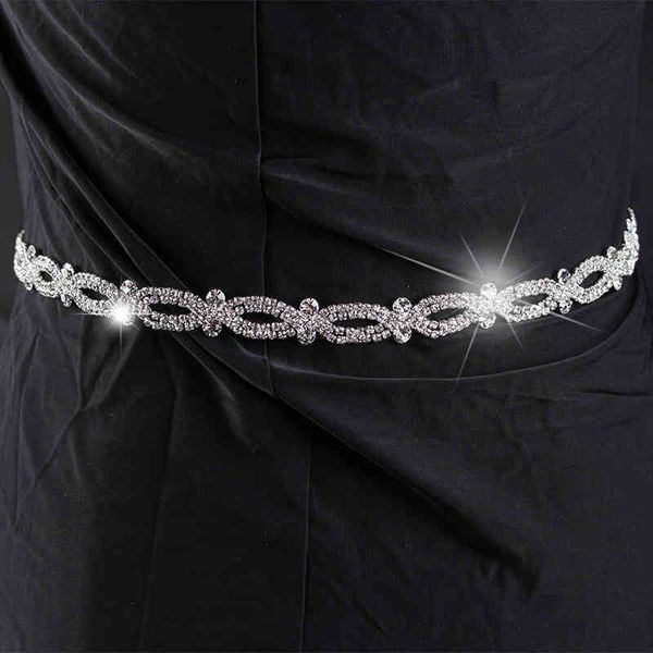 

belts crystal decorative waist chain women's elegant evening dress accessories rhinestone diamond inlaid thin belt, Black;brown