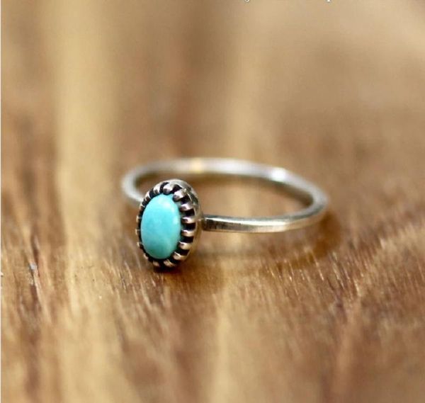 Обручальные кольца Винтаж Boho Geometric Turquoises для женщин тибетские этнические овальные кольцо мода мода женская вечеринка ювелирные аксессуары