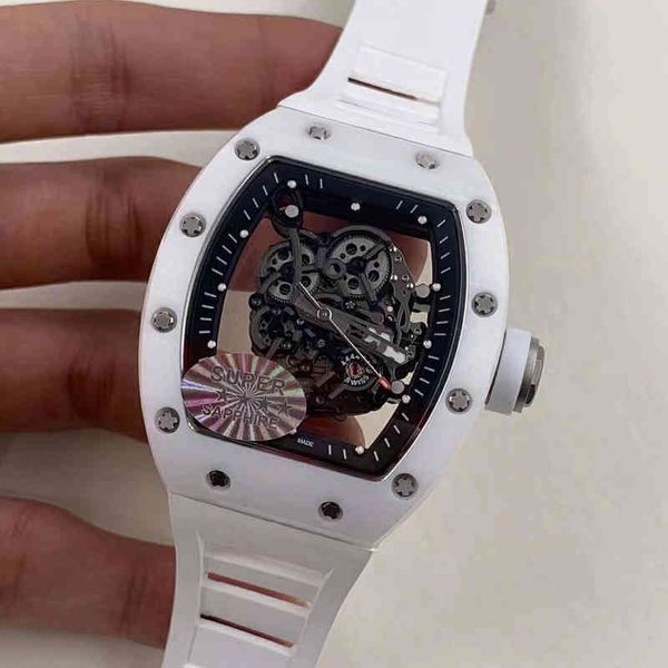 

mens watch designer watches movement watches automatic luxury wrist mens automatic mechanical watch white richa milles ceramic hollow ou mon, Slivery;brown