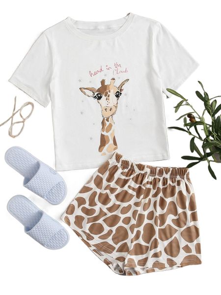 

cartoon and graphic print pj set 33hz#, Black;red