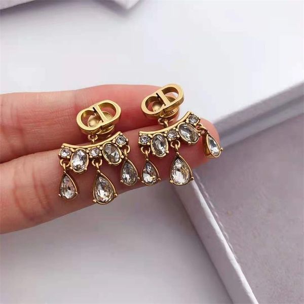 

80% off outlets earrings new letter tassel net red 925 silver needle for girlfriend, Golden