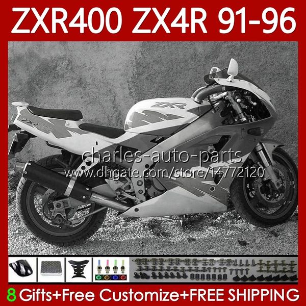 Carrozzeria per KAWASAKI NINJA ZXR-400 ZX 4R Carenatura ZXR 400 CC Grigio bianco 400CC Carenatura 138No.121 ZX-4R ZXR400 91 92 93 94 95 96 ZX4R 1991 1992 1993 1994 1995 1996 Body Kit