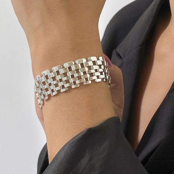 

exaggerated cuban chunky thick chain strand bracelet for women big metal bangles hand jewelry goth steampunk men, Black