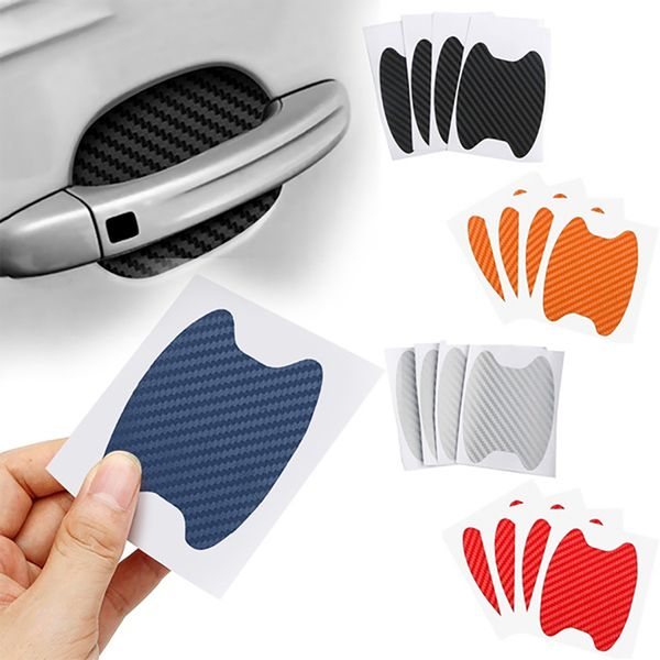 

4pcs/set scratch cup car door knob protector carbon fiber stickers exterior texture waterproof auto door basin sticker