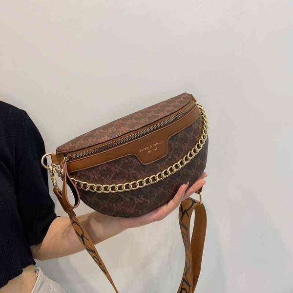 HBP Crossbody Çanta Moda Mektubu Baskılı Fanny Pack Kadınlar için Bel Paketleri Kadın Zincir Çantalar Geniş Bant Ladies Cüzdan Trended 220727