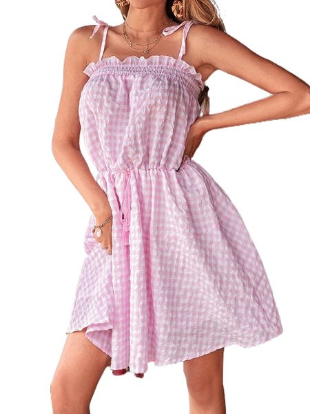 

g.ingham tie shoulder s.hirred tassel k.not front d.ress j0dx#, Black;gray