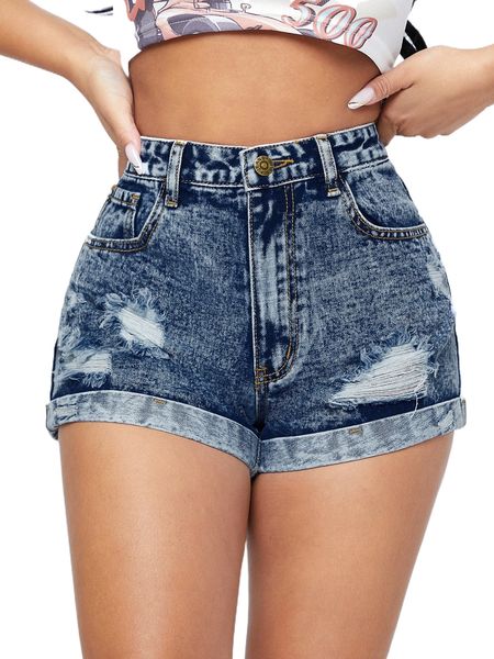 

light wash cuffed denim shorts 11tp#, White;black