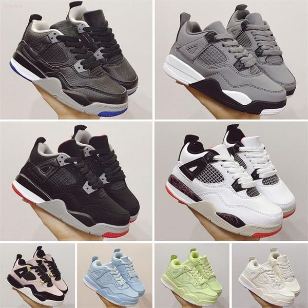 

kids 4s black cat 2022 bq7670 010 basketball shoes toddler retro td 4 red chicag boys girls basket ball pour enfants athletic snea3197