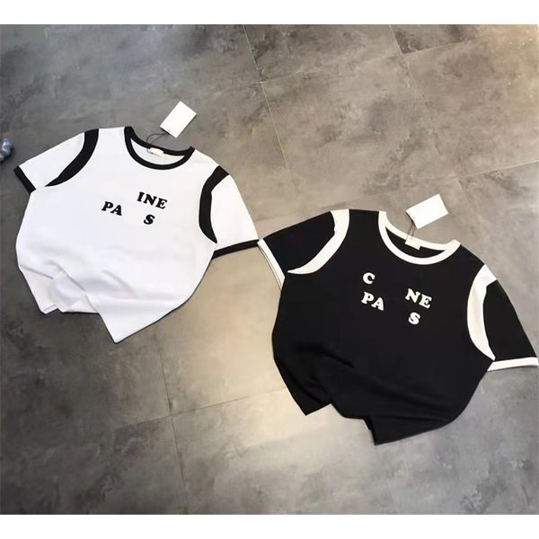 

spring new saijia color blocking flocking splicing simple couple loose t-shirt 80% off factory wholesale, White