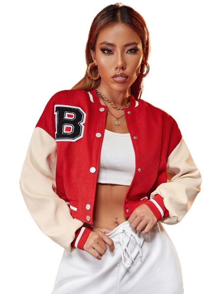 

letter graphic color-block bomber jacket r6jy#, Black;brown