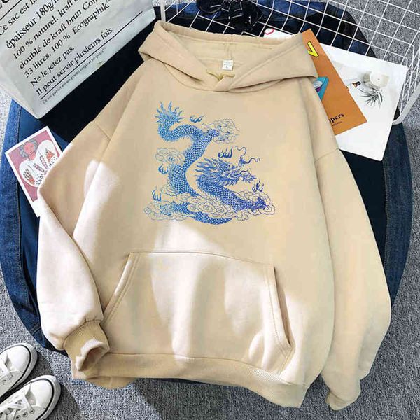 Müthiş Japon Ejderha Hoodies Sıradan Harajuku Stil Sweatshirt Erkekler için Sonbahar Gevşek Sıcak Giyim Polar Büyük Boy Külot Y220713