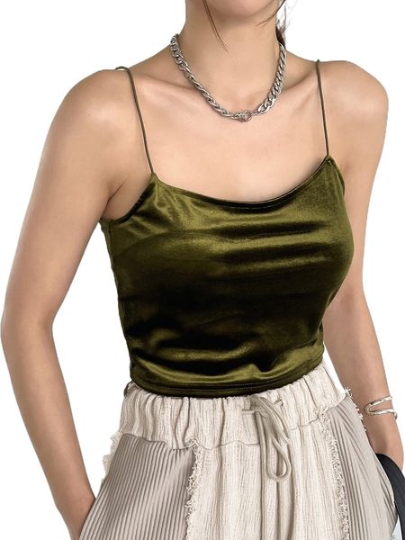 

dazy solid velvet cami n598#, White