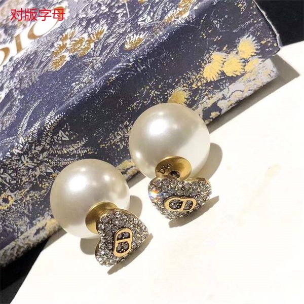 

60% jewelry online high version letter love diamond pearl female light luxury fashion earrings, Golden