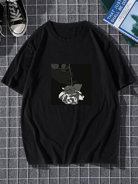 

men floral print tee c4yn#, White;black