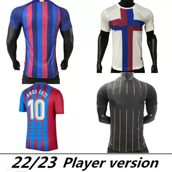 

player version camisetas de football soccer jerseys memphis pedri adama auba ferran home away 22 23 ansu fati 2023 2022 f. de jong dest davi, Black;yellow