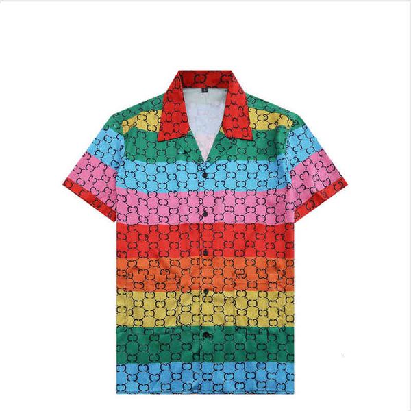 

luxury designer shirts mens fashion geometric print bowling shirt hawaii floral casual shirts men slim fit short sleeve loose variety, White;black