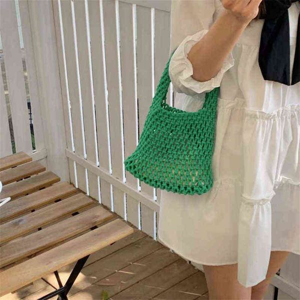 

bags heat leather bucket bag mesh portable bucket bag wrist hollow women's