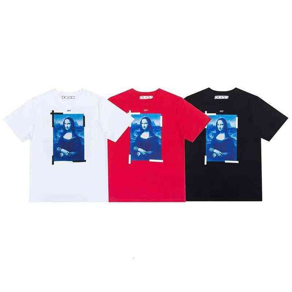 

off t shirt fashion offwhite21ss mona lisa arrow print ow short sleeve t-shirt men's and women's fashion tee, White;black