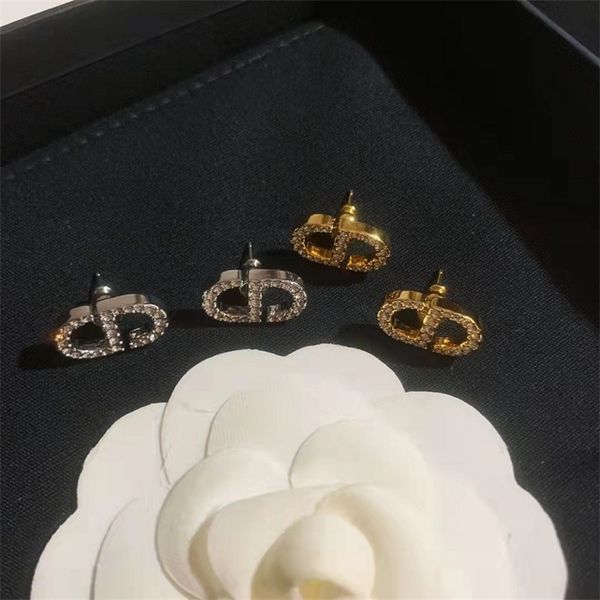 

ornament charm earring earrings female seiko version advanced sense diamond inlaid english letter earrings, Golden